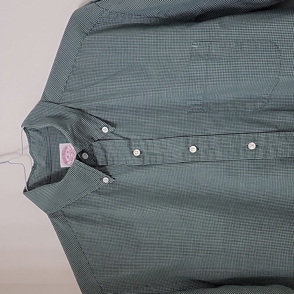 Brooks Brothers Size L (16-4) Green & White Check Long Sleeve Button Down Shirt - Picture 3 of 11